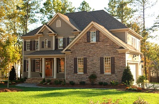 Suburban home in afternoon sunlight